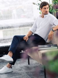 Business Casual Hose Herren Schwarz mit Kordelzug